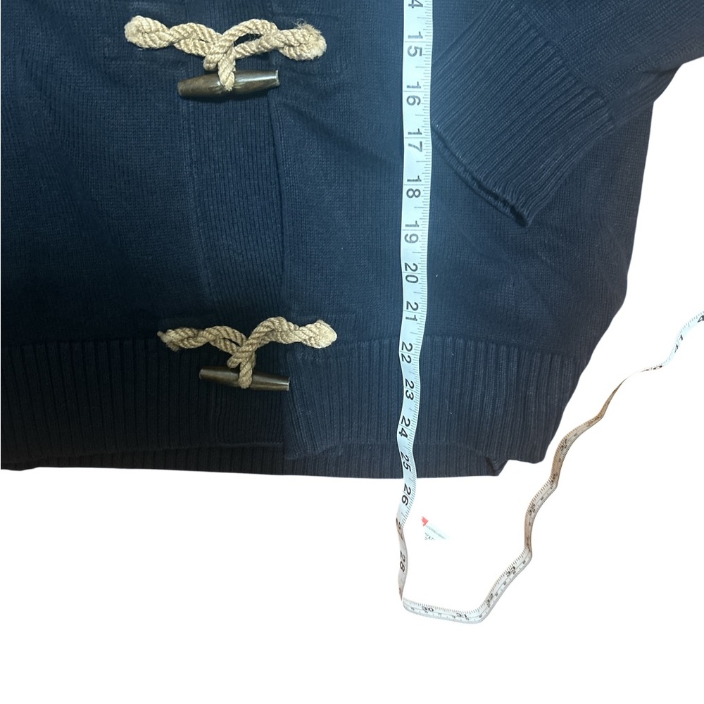 J.Crew Mens Nautical Shawl Collar Toggle Cardigan Navy Gray Stripe Sz L - Picture 7 of 7